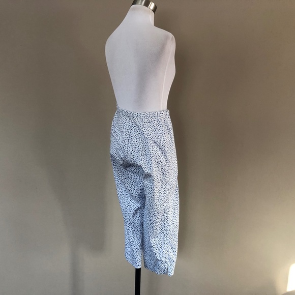 Stretchy Cotton Blue Floral Pedal Pushers Small Side Zipper SPORT - Picture 7 of 12